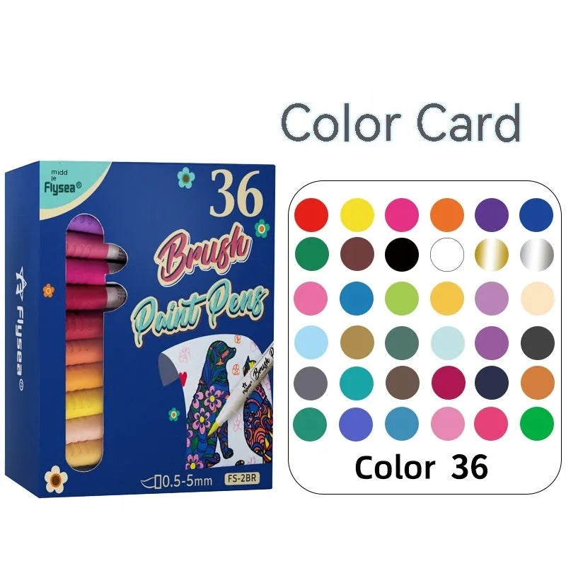 Set of soft brush tip gouache pens for hand lettering and craft projects in multiple colour options