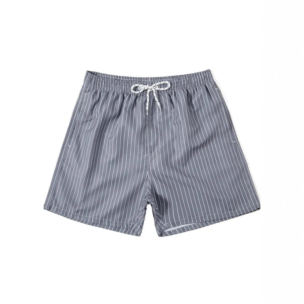 Polyester striped beach shorts with triangle lining pattern in multiple colours