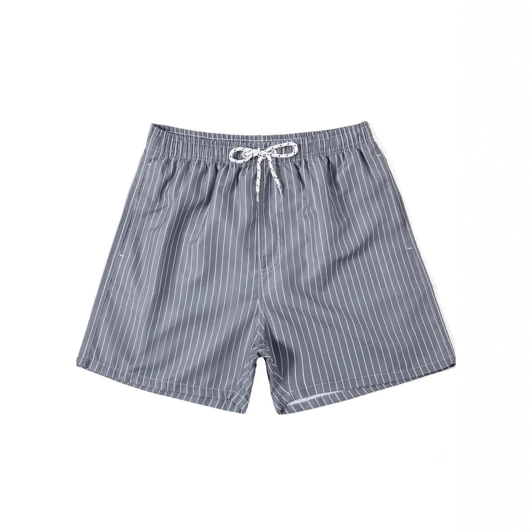 Polyester striped beach shorts with triangle lining pattern in multiple colours