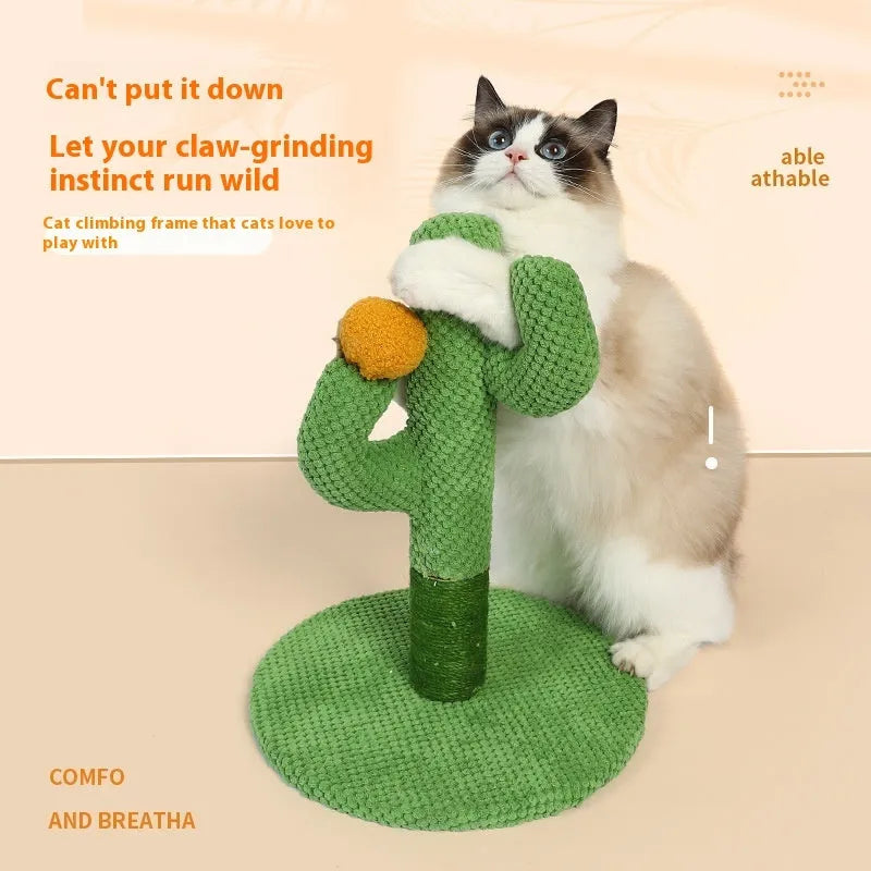 Cactus design cat scratching post and climbing frame with cotton thread scratching surface