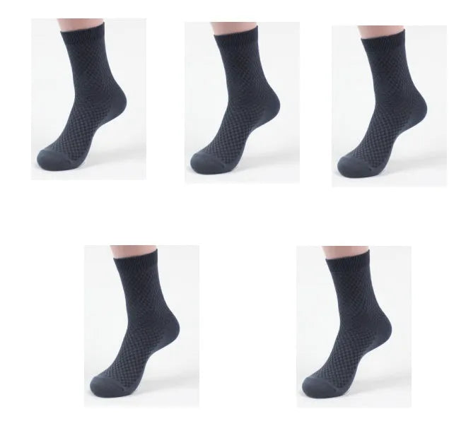 Men's bamboo fibre business socks showing small square pattern in five colour options