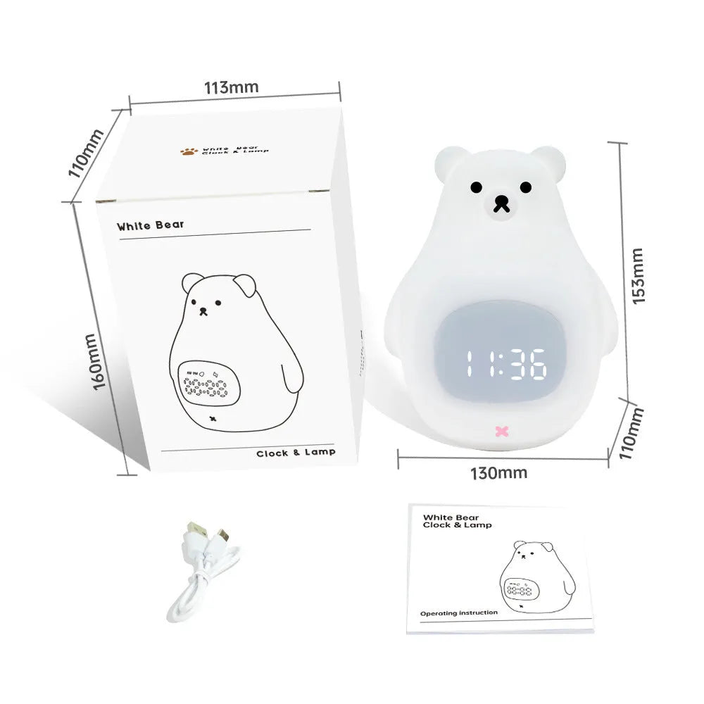 Big White Bear cartoon silicone night light with sleeping timer and remote control