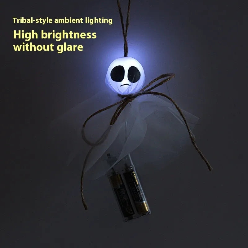 LED Halloween lantern chain with colourful ghost lights powered by battery box