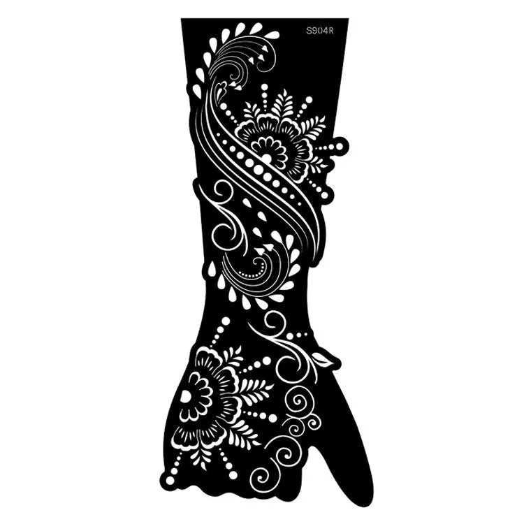 Set of geometric hollow template tattoo stickers showing 3D paper carving detail on sample designs.