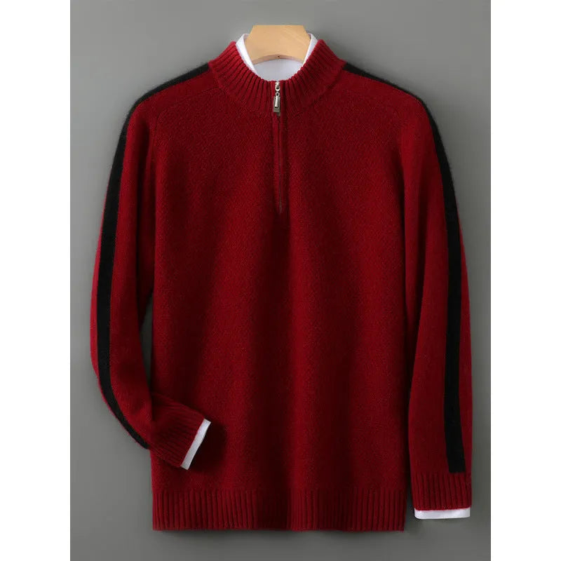 Sheep wool half-zip pullover sweater in slim fit available in multiple colours and plus sizes