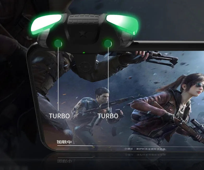 Black USB mobile game controller joystick for Android phones showing compact 5cm width.