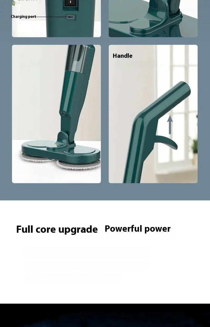 Wireless sweeping and mopping all-in-one machine in S5 Green colour with USB charging cable