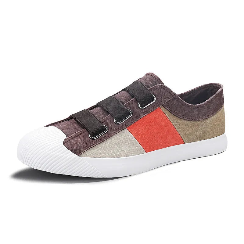 Men's low-top canvas sneakers with elastic band fastening in multiple colour options