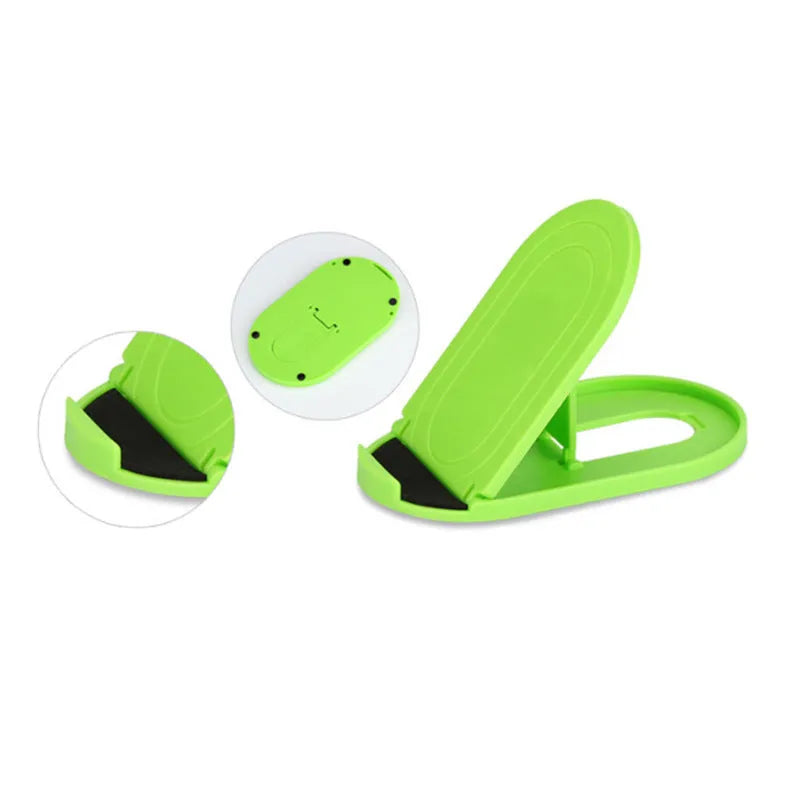 A plastic lazy bracket mobile phone stand holding a smartphone, shown in multiple colour options.