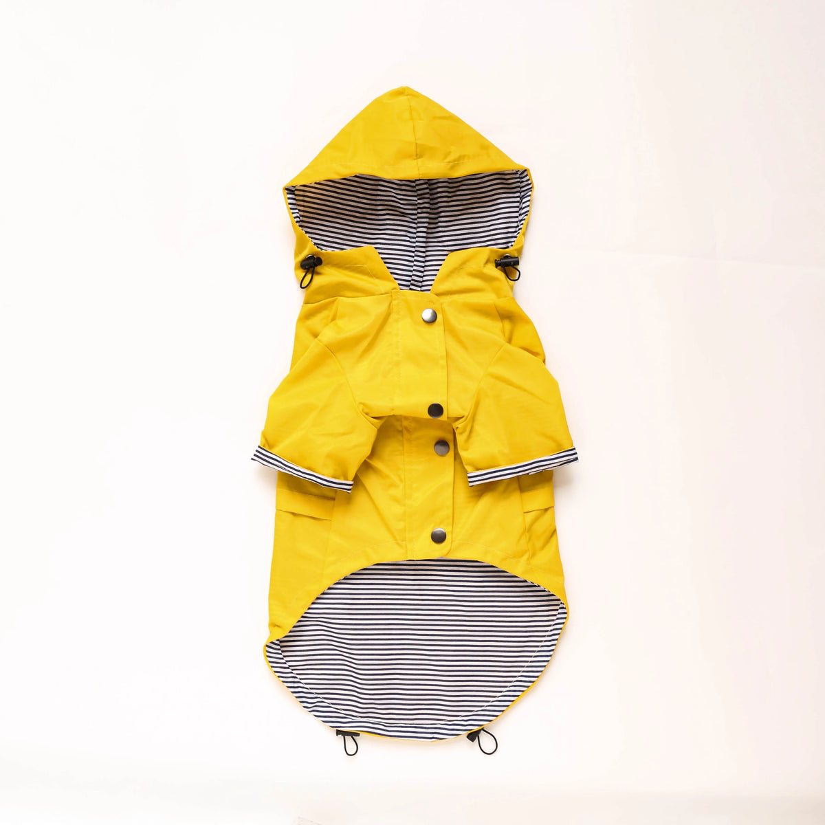 Yellow polyester dog raincoat with windproof waterproof twill and cotton inside, sizes S to 4XL