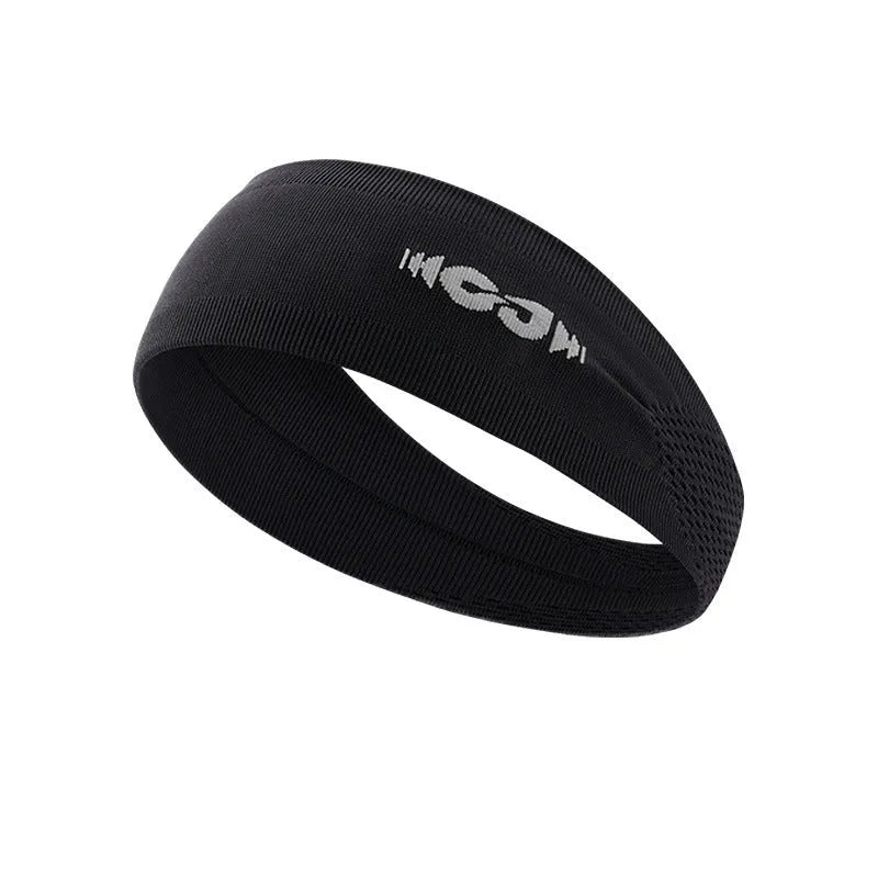 Seamless knitted exercise hair band in black, grey and blue for sports