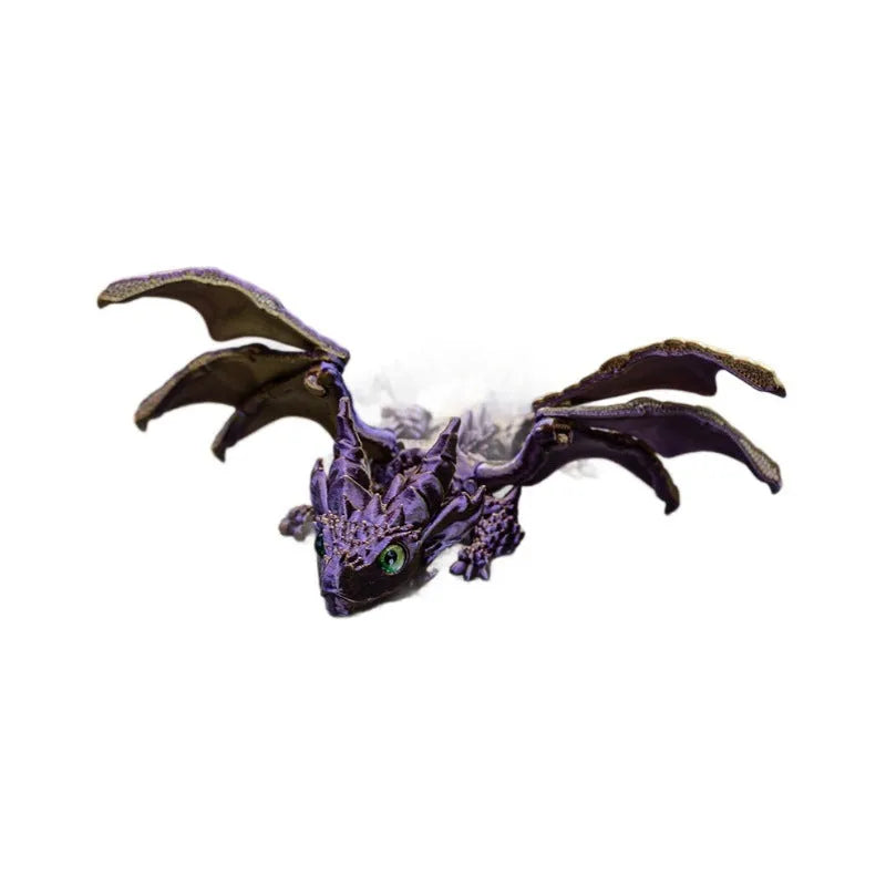 Red and gold printed dragon wings decorative toy made of PLA plastic.