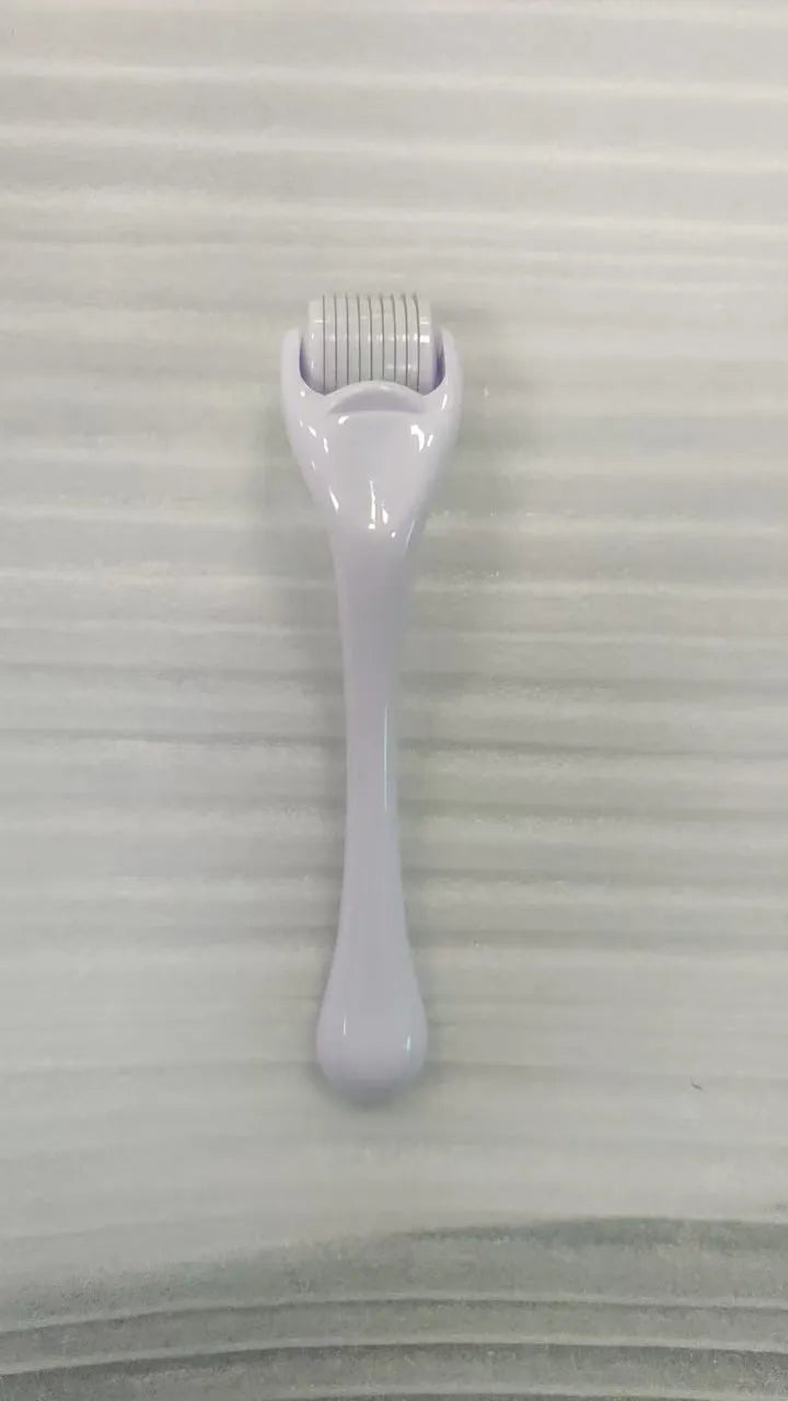 540 needle derma roller micro needling device with black handle and purple roller wheel
