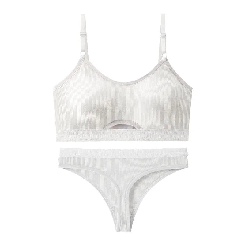 Sports underwear vest set in contrast colour with chest pad and matching pants on hanger