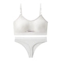 Sports underwear vest set in contrast colour with chest pad and matching pants on hanger