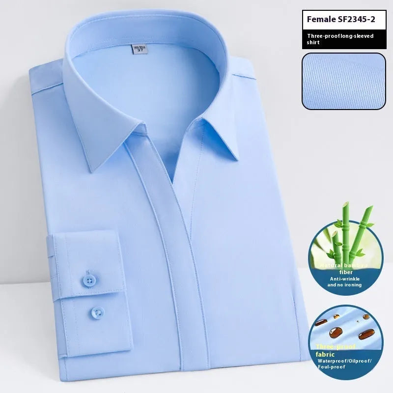 Men's slim fit waterproof business shirt in solid colour with square collar