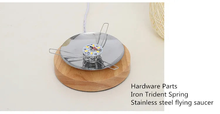 Sepak Takraw hemp rope desk lamp with solid wood base and USB cable