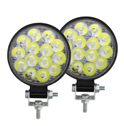 White LED car work light with aluminium housing and round design for automotive and marine applications