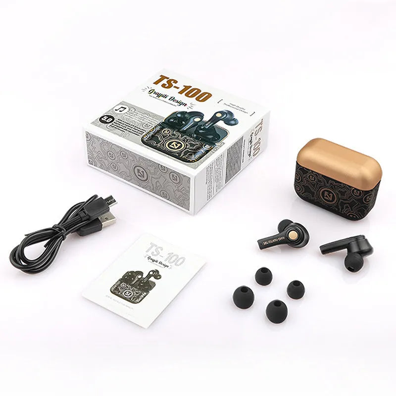 Black and white wireless Bluetooth headset showing over-ear design with no cables.