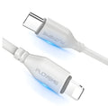 White USB-C to Lightning charging cable for Apple iPhone and iPad, 1 metre long