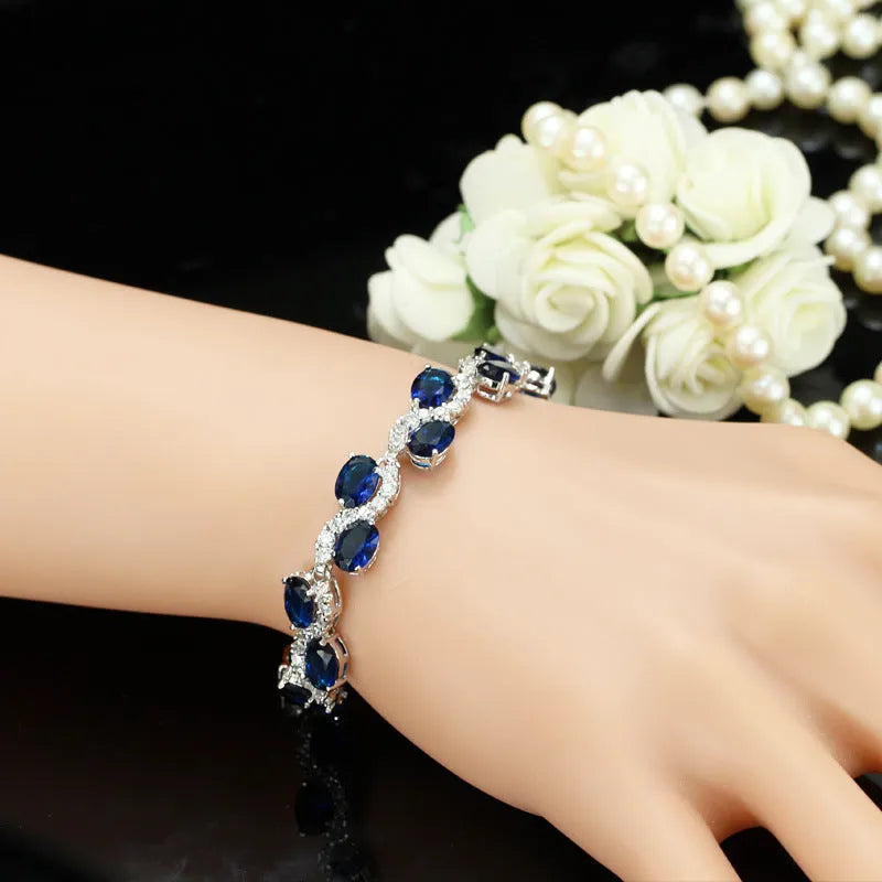 Copper plated 18K gold geometric bracelet with micro inlay AAA zircon stones in white gold colour