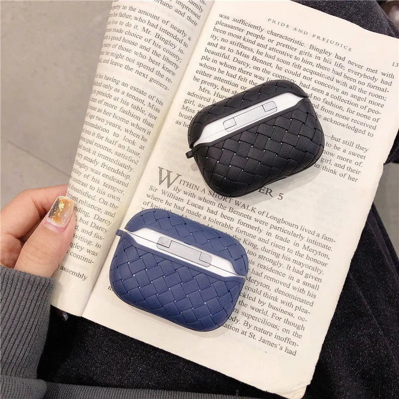 TPU woven earphone case for AirPods in black red dark green sapphire blue Granny Grey
