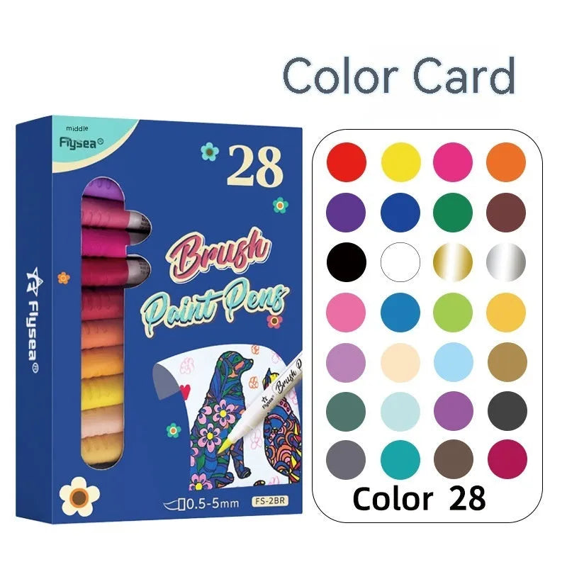 Set of soft brush tip gouache pens for hand lettering and craft projects in multiple colour options
