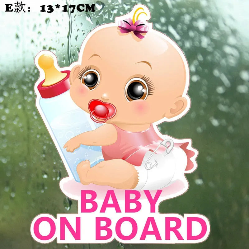 Reflective baby on board car bumper sticker with baby design on pet material