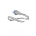 Adjustable silver ring with platinum colour finish and snake zodiac design for women