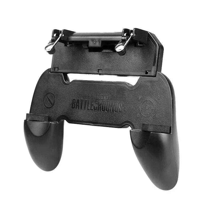 Wired mobile phone gaming controller in black colour with physical buttons and plug connection