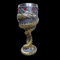 Stainless steel red wine glass with 3D Chinese dragon design in gold or red colour