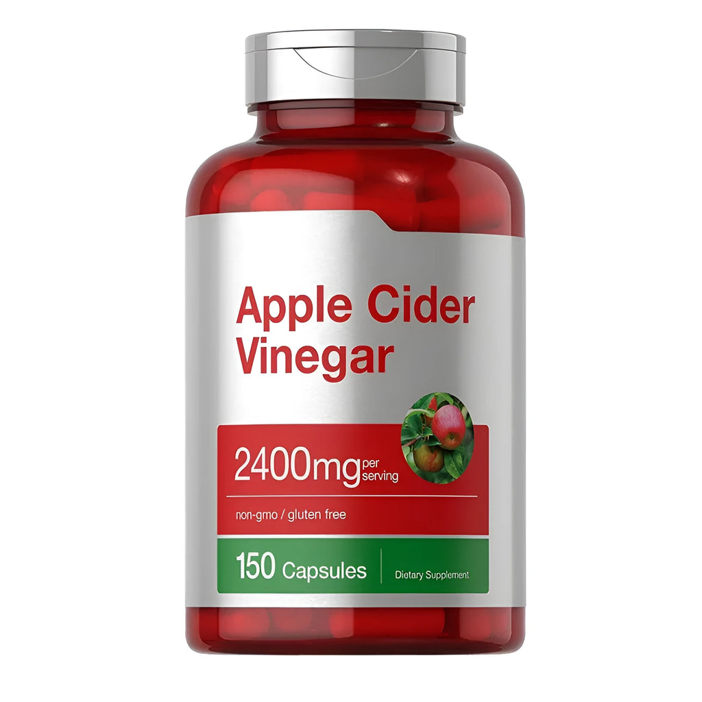 Bottle of 150 apple cider vinegar health supplement capsules