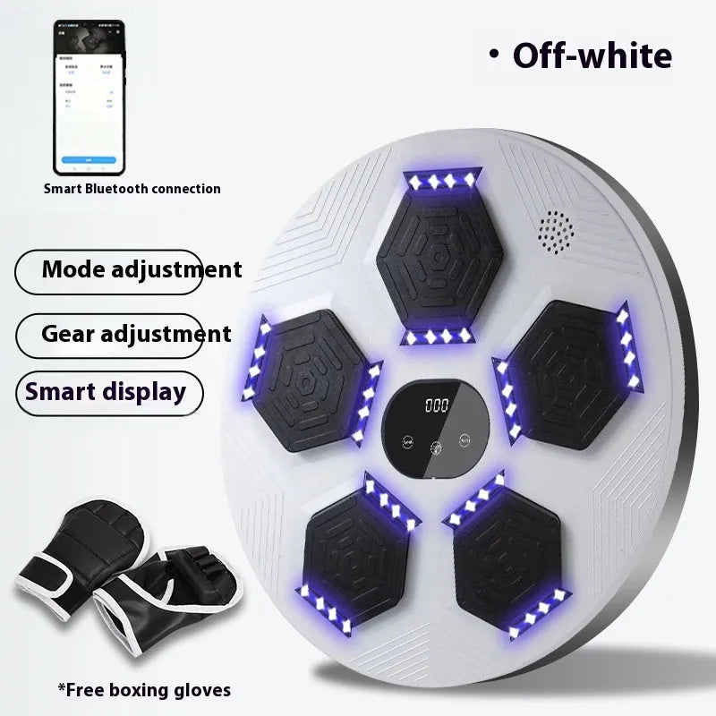 Smart music boxing machine reaction target with LED lights mounted on wall