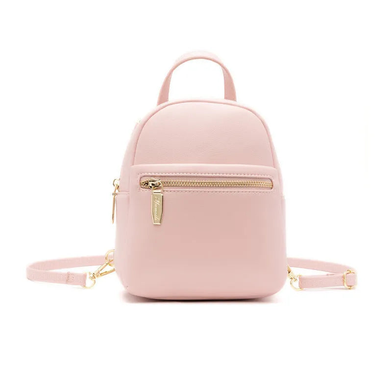 Soft PU mini backpack with large capacity and three-dimensional pocket in street trend style for daily matching