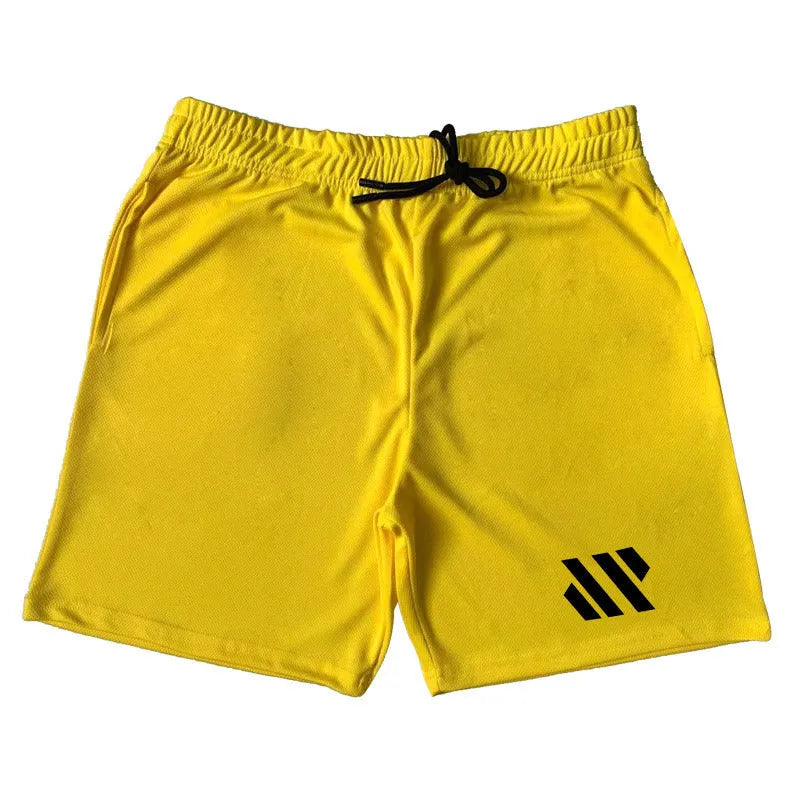 Men's metal silk fabric sports shorts in loose fit design for running and athletic training