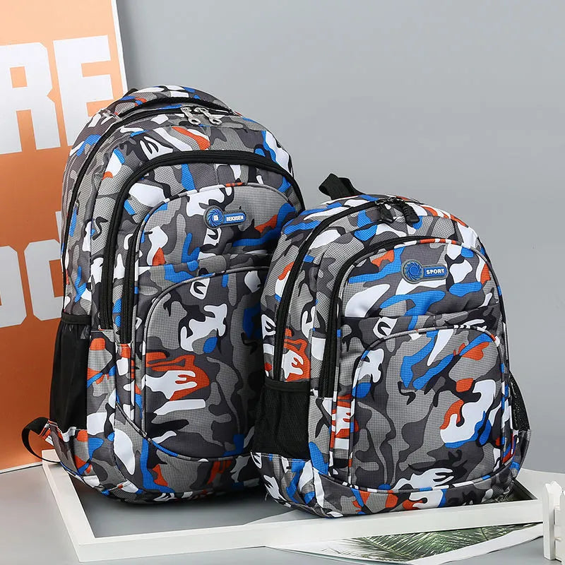 Oxford fabric backpack for teens with breathable padded straps and side zipper pockets in blue