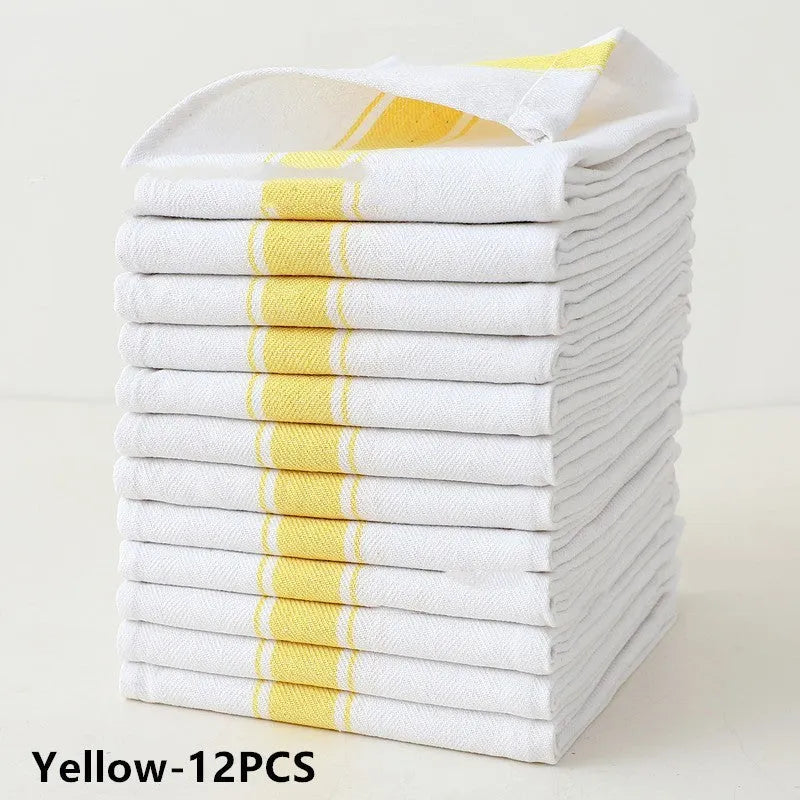 Polyester cotton striped kitchen dish towels in various colours, 48x70cm size