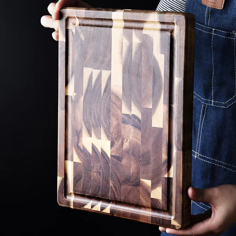 Brown parquet solid wood cutting board with 3cm thickness made from imported acacia