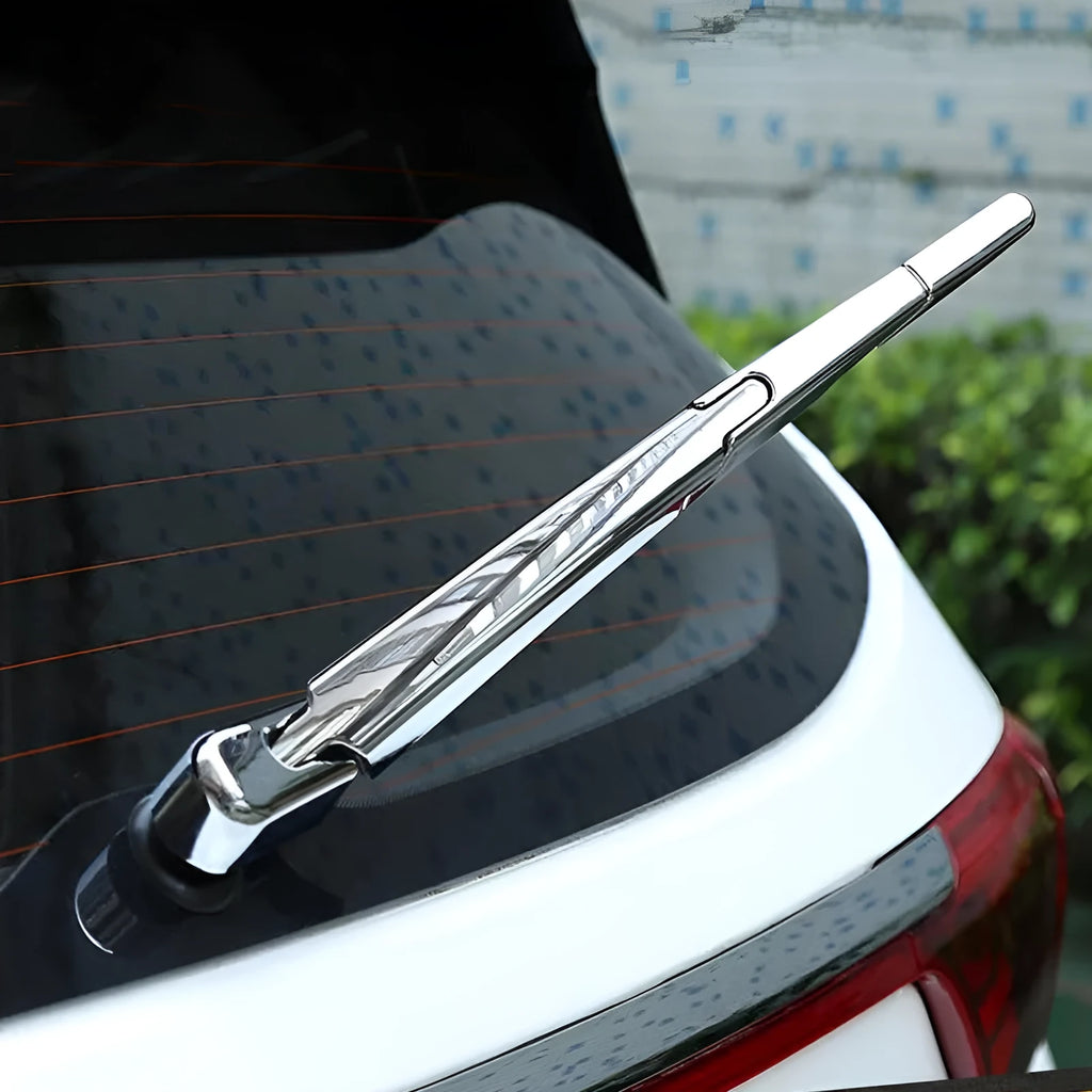 Set of four silvery ABS plastic rear wiper cover trims for a 2010 Hyundai vehicle