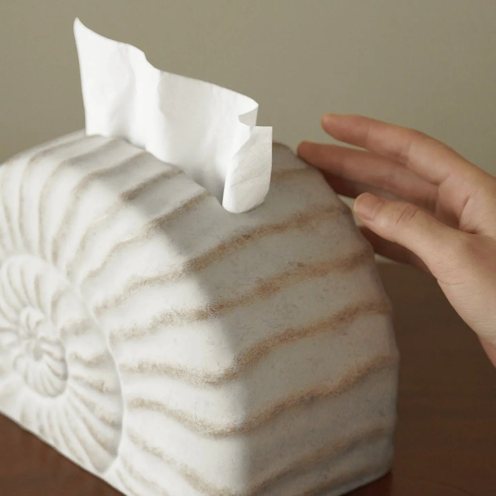 Conch ramble design resin tissue box cover with modern simplicity styling