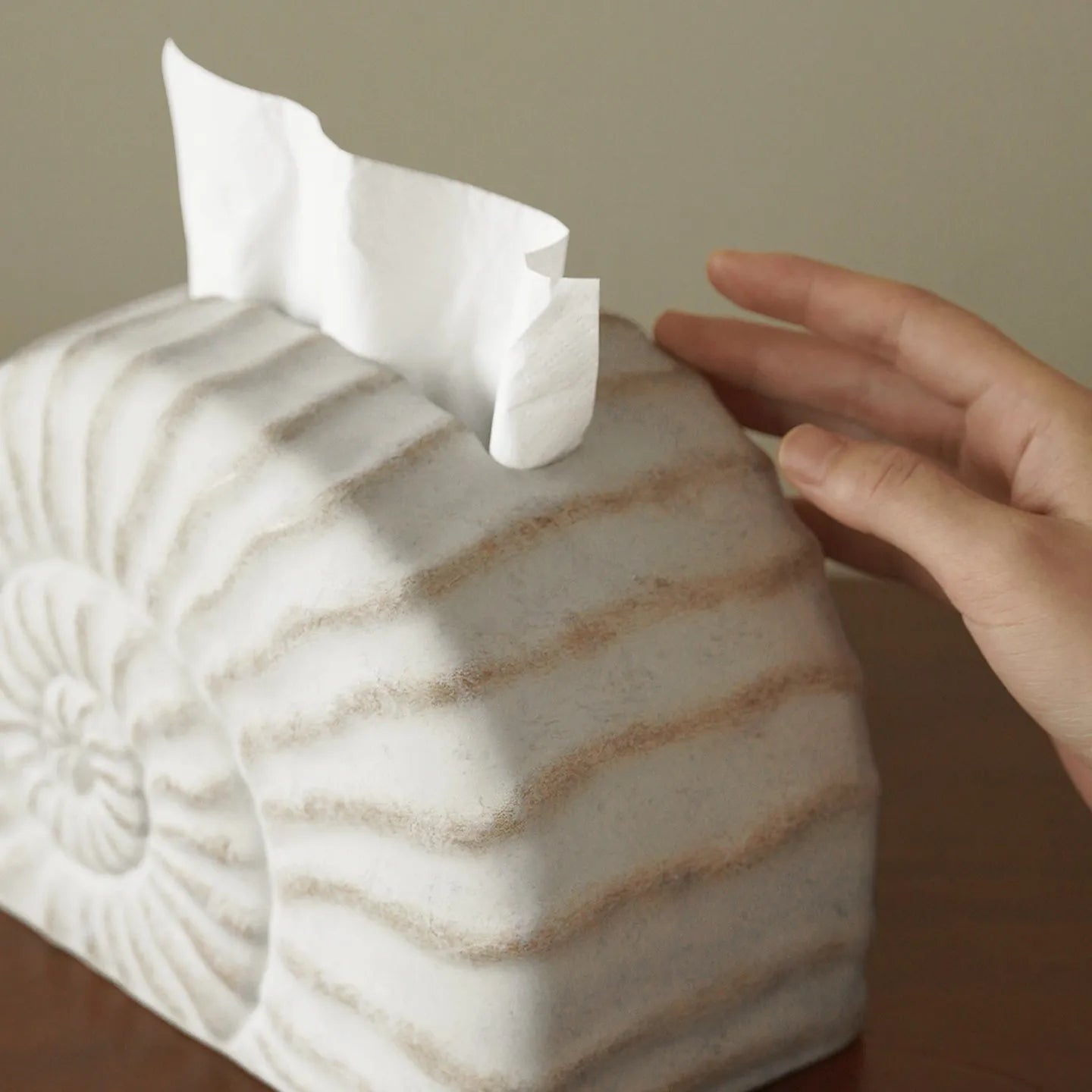 Conch ramble design resin tissue box cover with modern simplicity styling