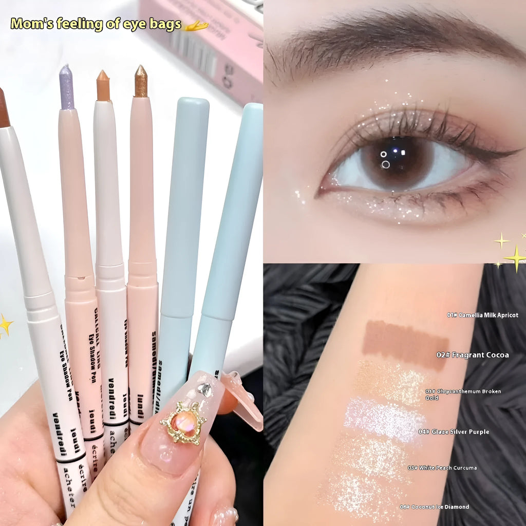 Waterproof 2-in-1 brightening eyeliner pen in six colour options for universal skin types.