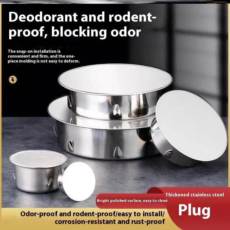 Stainless steel floor drain deodorant seal cover with modern design and tube plug fitting