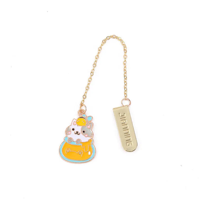 Jane Key Foodie Cute Pet Cat metal pendant bookmark in a choice of four cartoon cat designs.