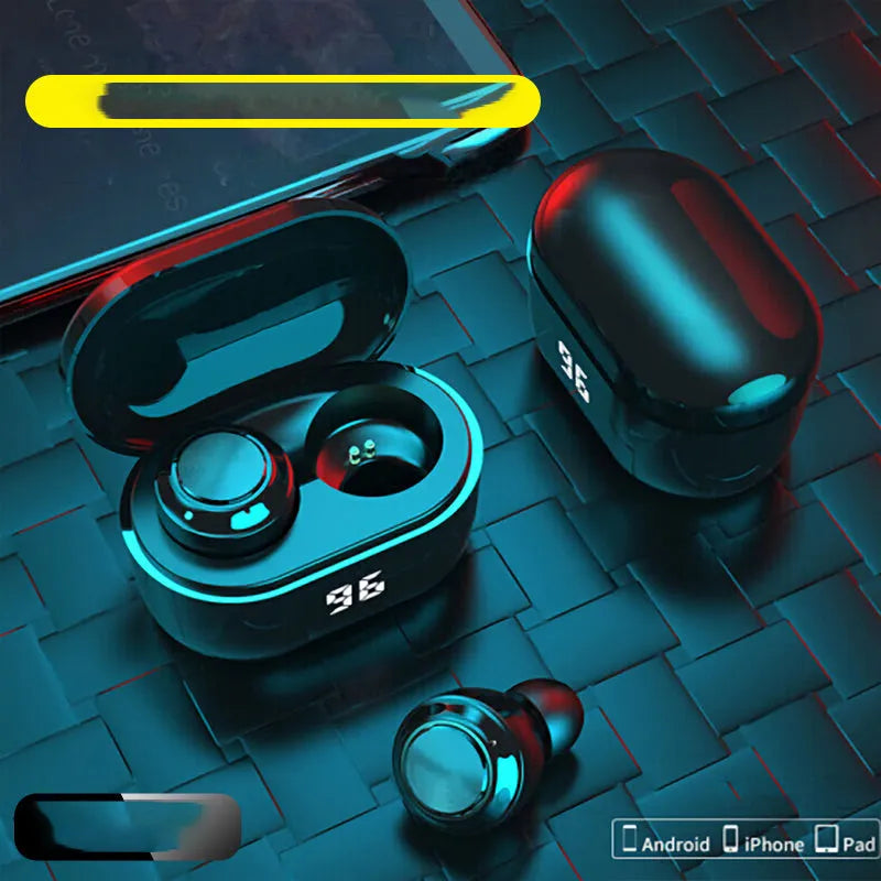 Black stereo Bluetooth headset earplug type with NFC function and multi-point connection