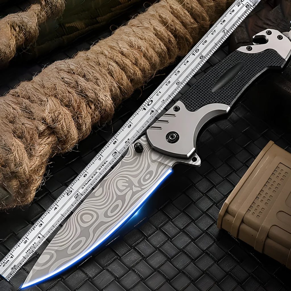 Folding pocket knife with alloy blade showing smooth and textured handle variants