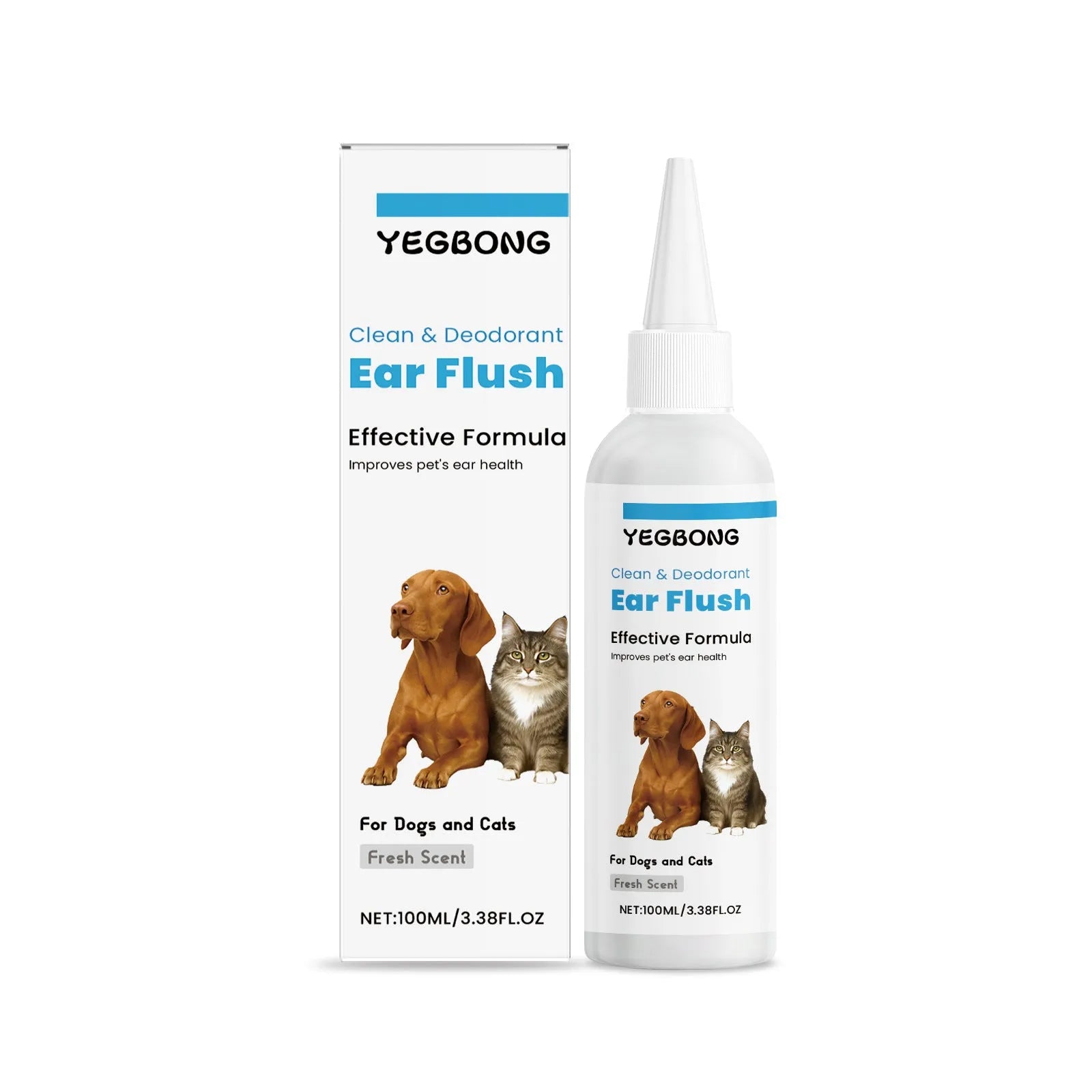 100ml bottle of cat and dog ear cleaner with applicator for gentle wax removal