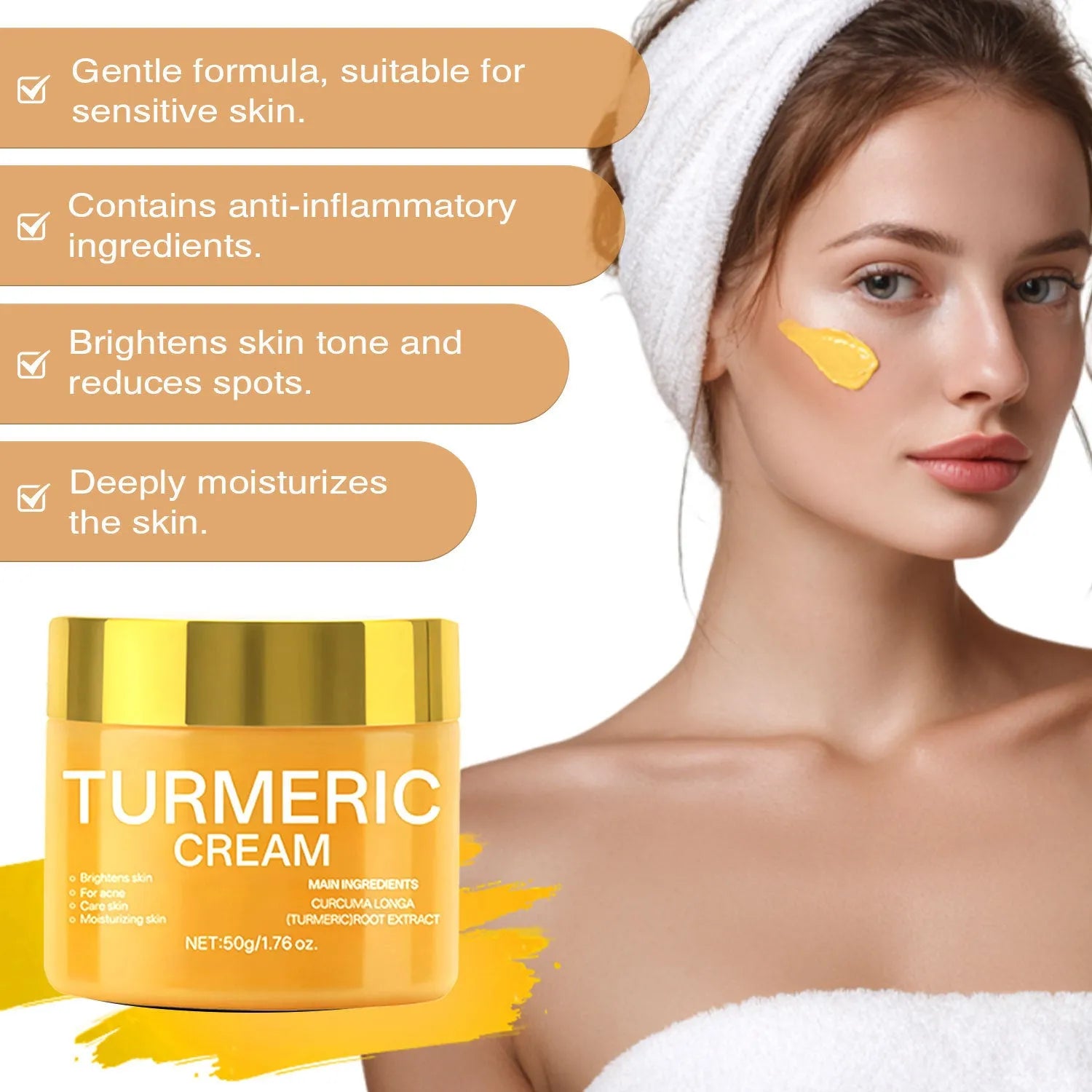 Brightening moisturising cream 50g jar measuring 53mm diameter
