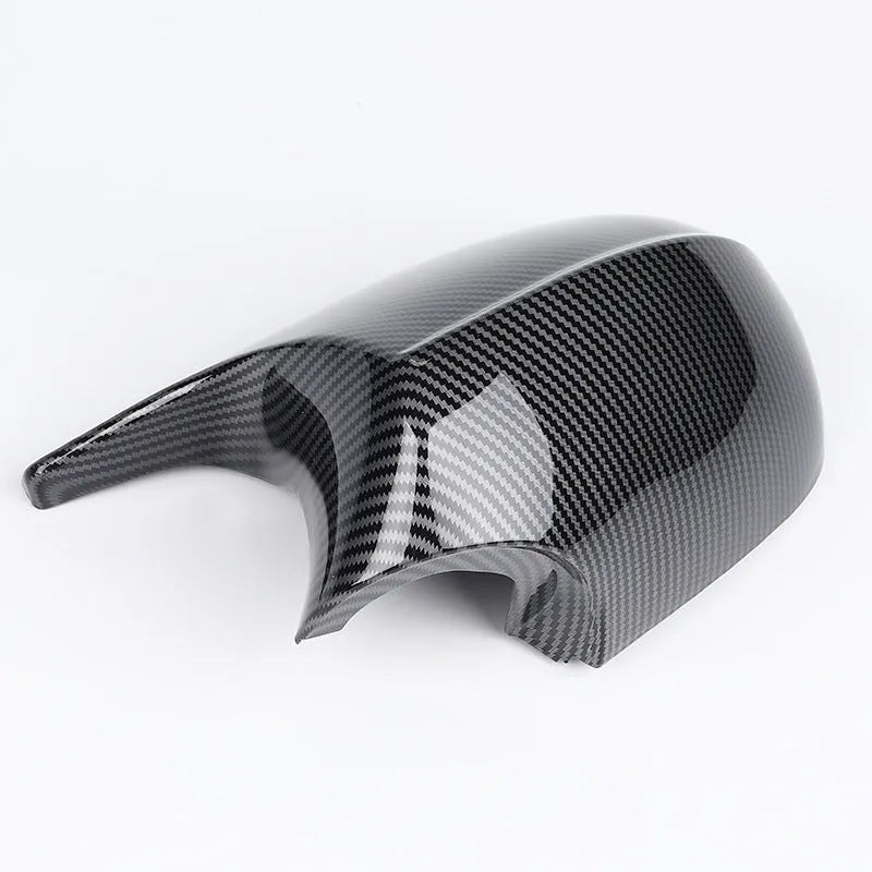 Pair of black ABS plastic rearview mirror housings for BMW 3 Series E90 replacement.