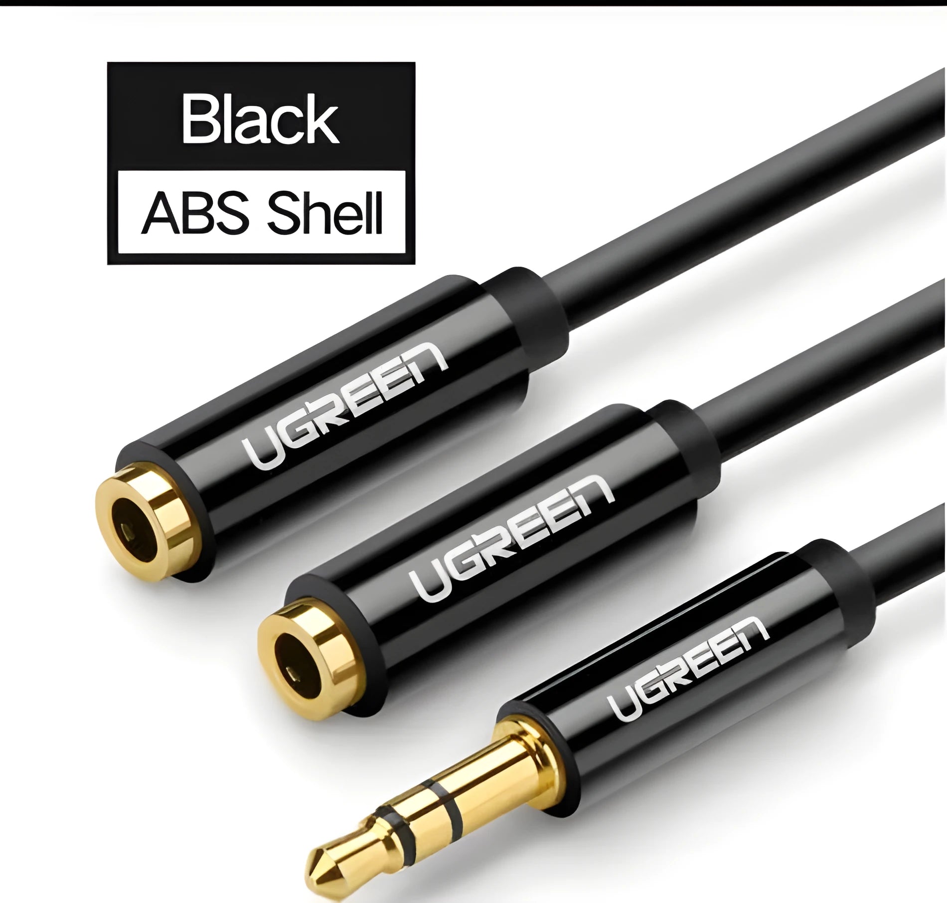 20cm headphone replacement cable with 3.5mm gold-plated connectors in black, grey or white colours
